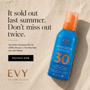 The EVY sunscreen mousse addresses these compliance barriers through a unique delivery mechanism